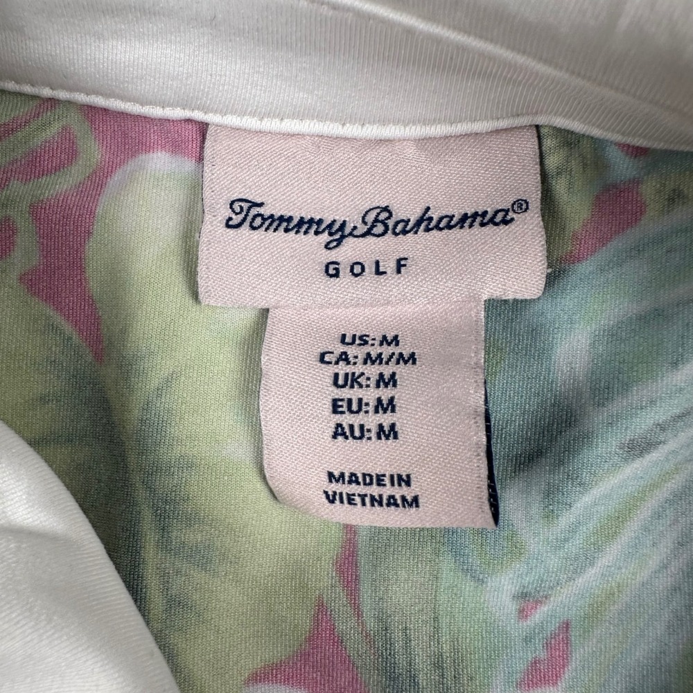 Tommy Bahama Golf Womens M Sleeveless Polo Pink Lime Tropical Leaf Print Floral - Picture 5 of 8